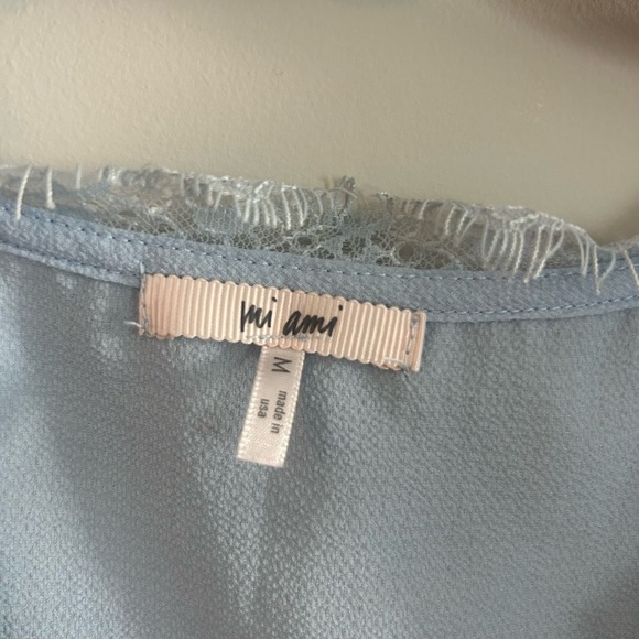 Francesca’s collections sleeveless Sky Blue Frayed Edge wrap office blouse - Picture 2 of 5